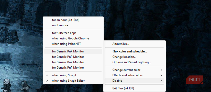 Flux Disable Per Monitor