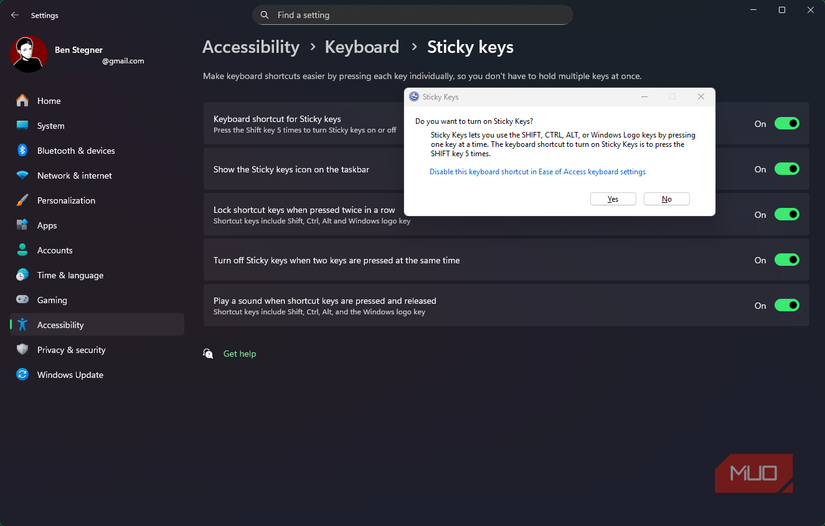 01 Sticky Keys Windows Options