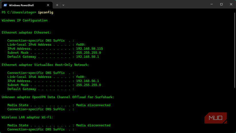 02 Windows ipconfig Command