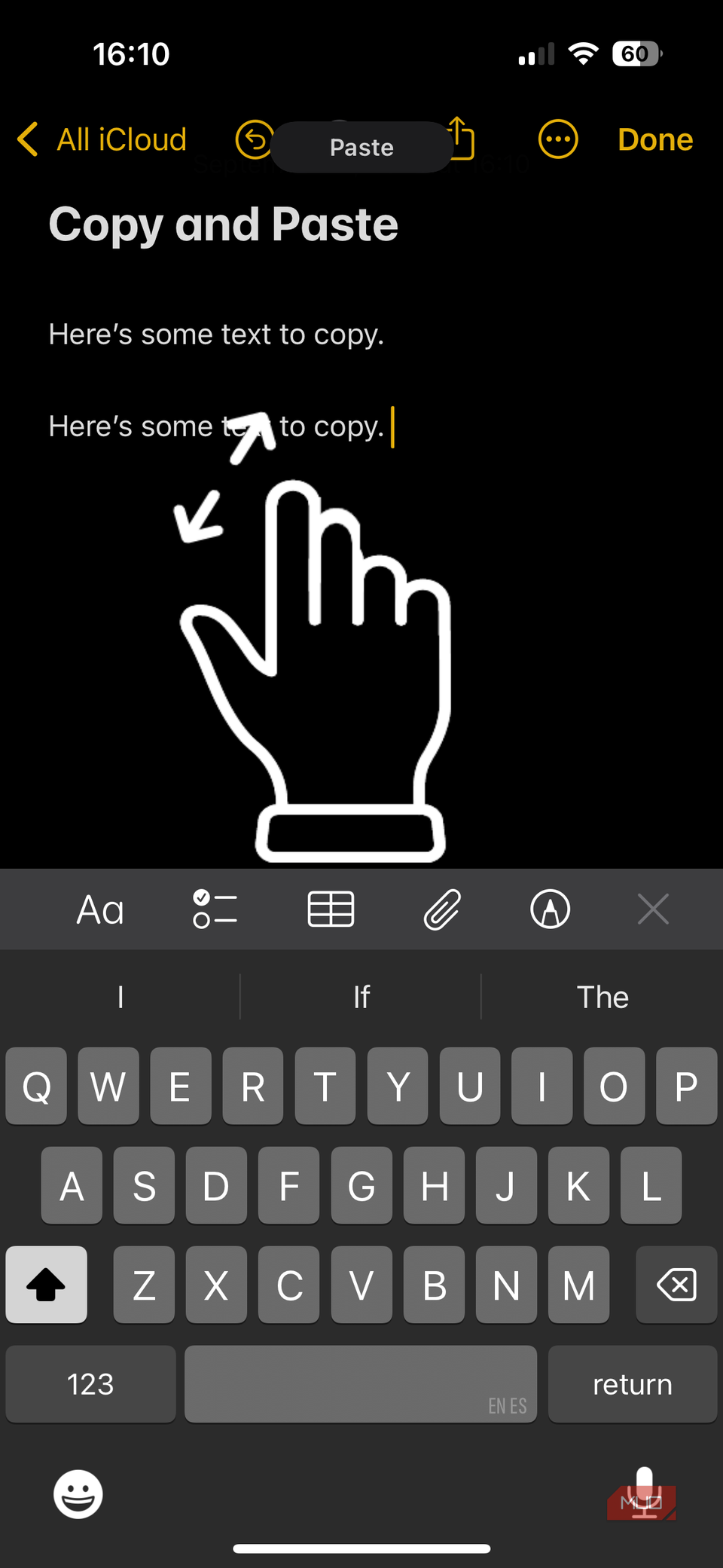 03b iPhone Pasting Copied Text