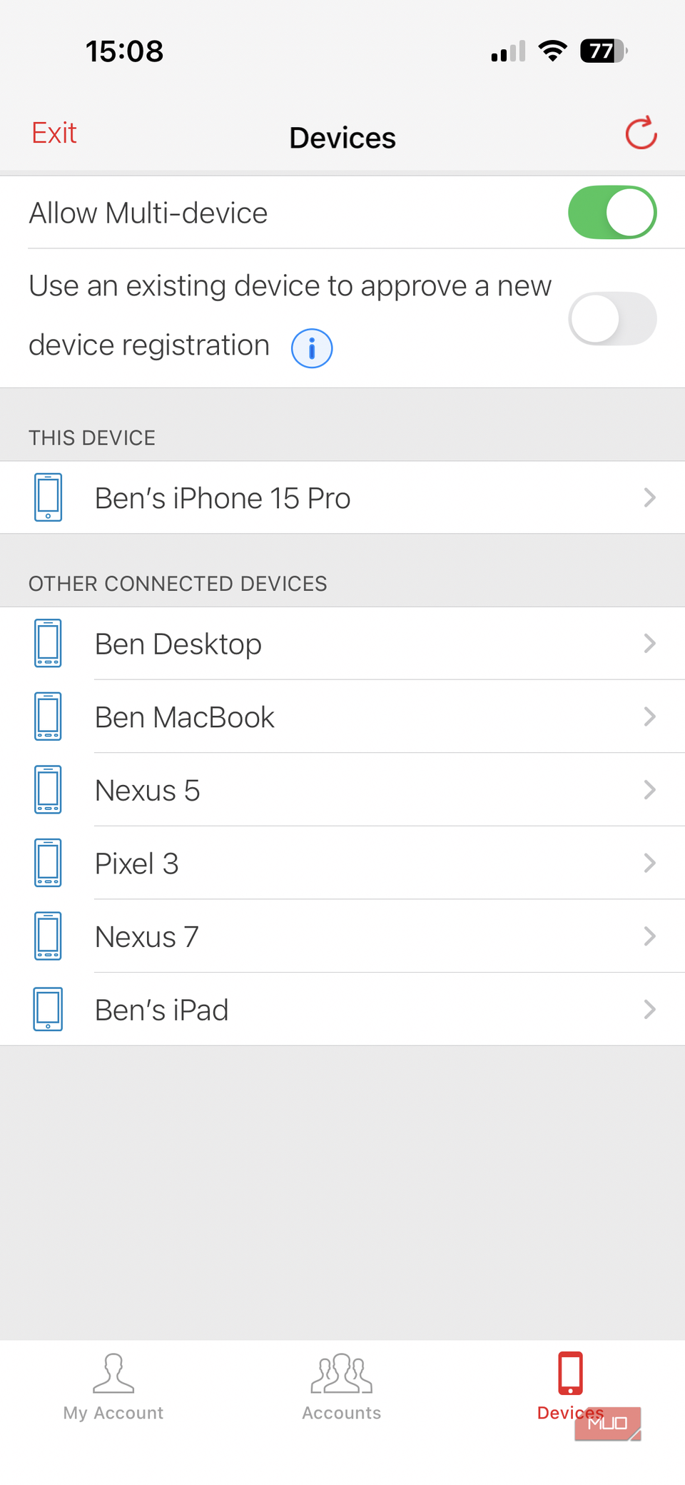03c Authy Devices List