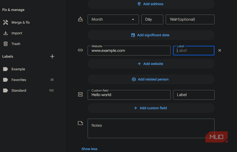 04 Google Contacts More Info Fields