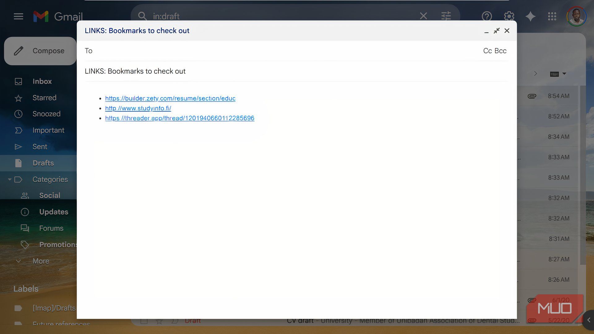 I use email drafts as notes, and it’s weirdly effective