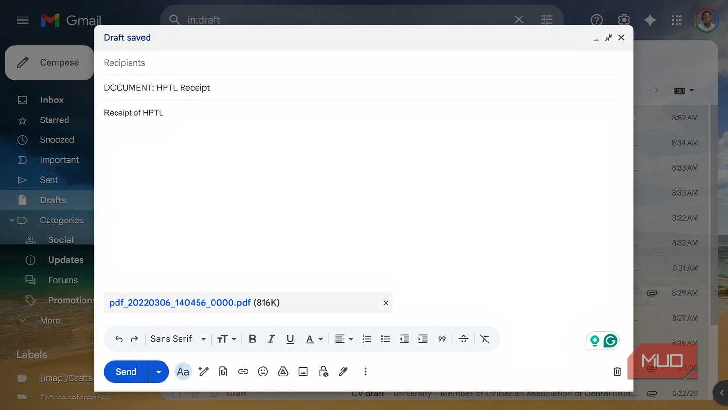 Email Draf I use email drafts as notes, and it’s weirdly effective