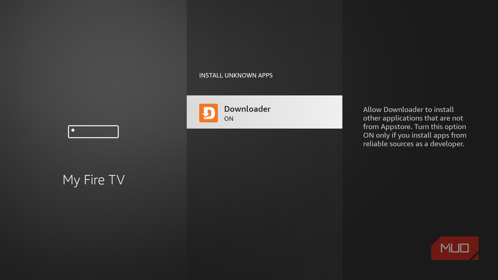 Activating the Downloader app in Fire TV.
