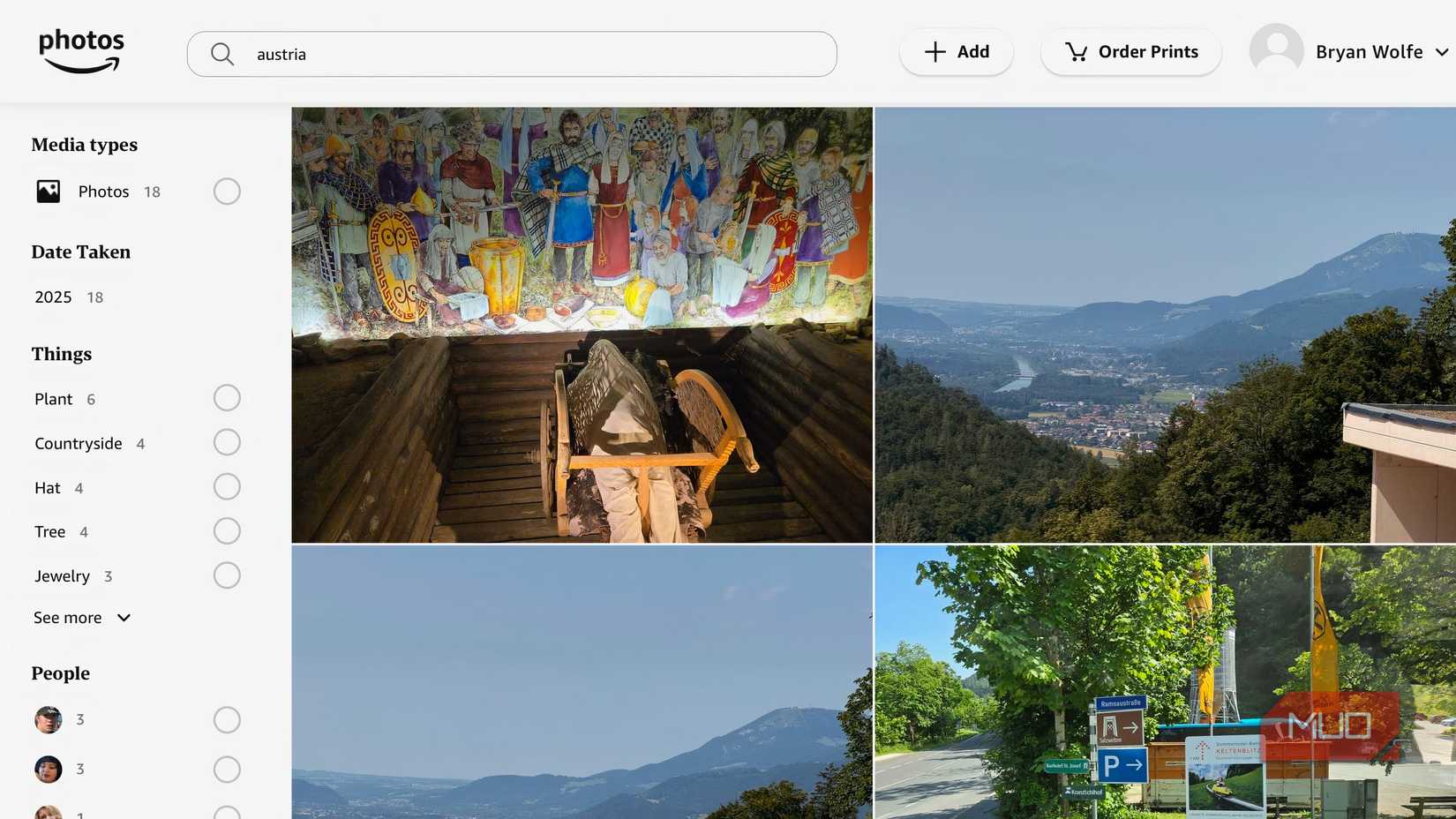 Amazon Photos being shown on a web browser on a Mac.