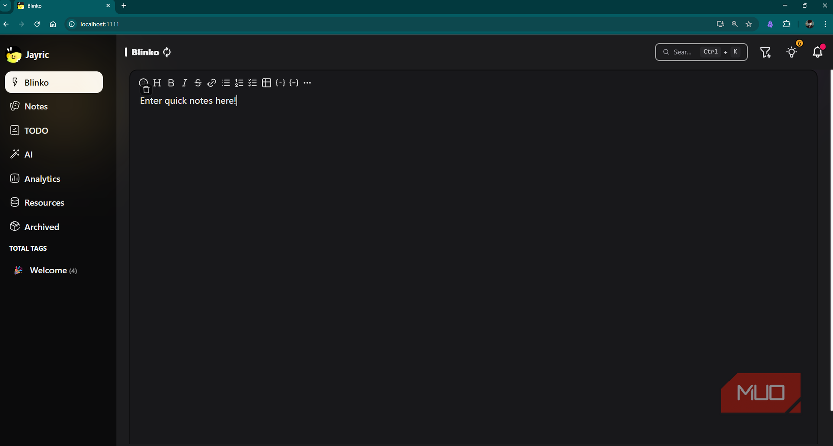 Blinko's quick capture box