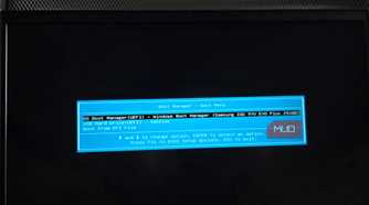Boot Manager - Boot Menu selection dialog open on a HP laptop