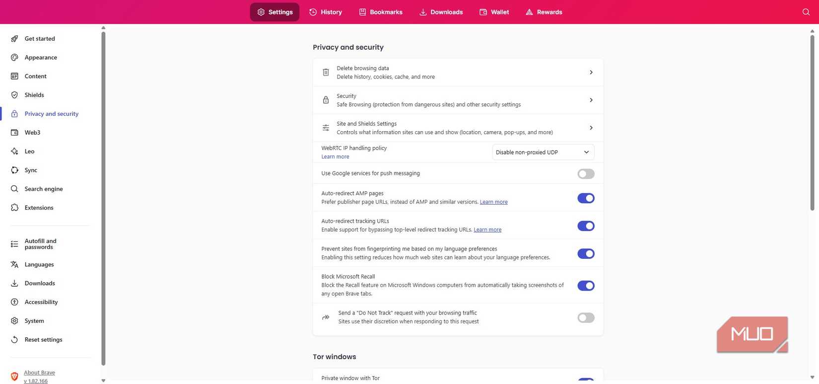 Brave browser privacy defaults