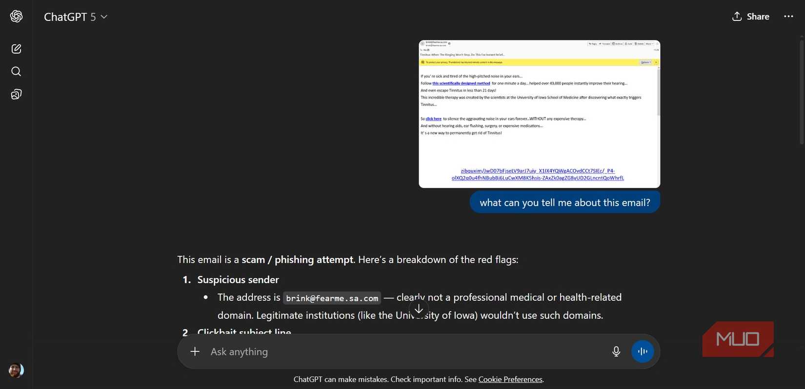 chatgpt spotting phishing email.