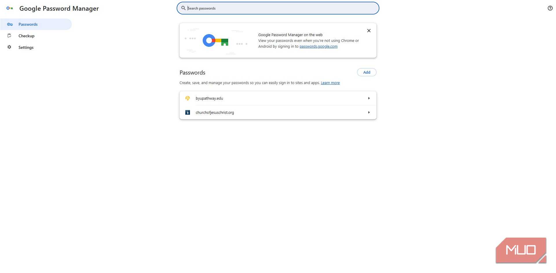 Chrome password anager