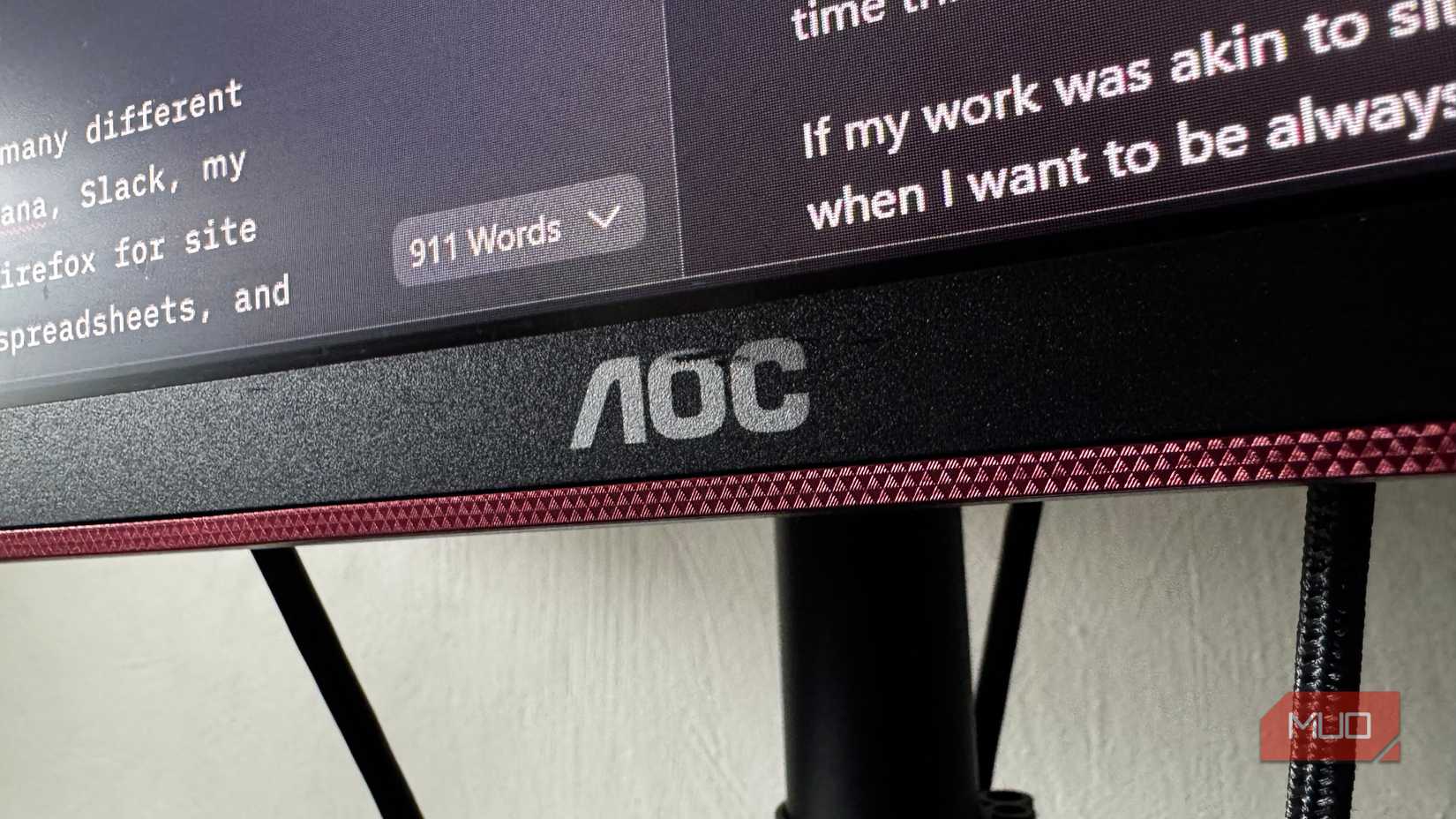 Closeup of AOC Monitor Showing Logo