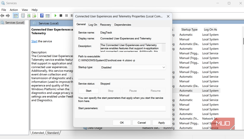 Connected user experience service properties