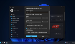 Creae a virtual hard disk option on the Windows 11 Settings app 1