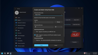 Creae a virtual hard disk option on the Windows 11 Settings app 1