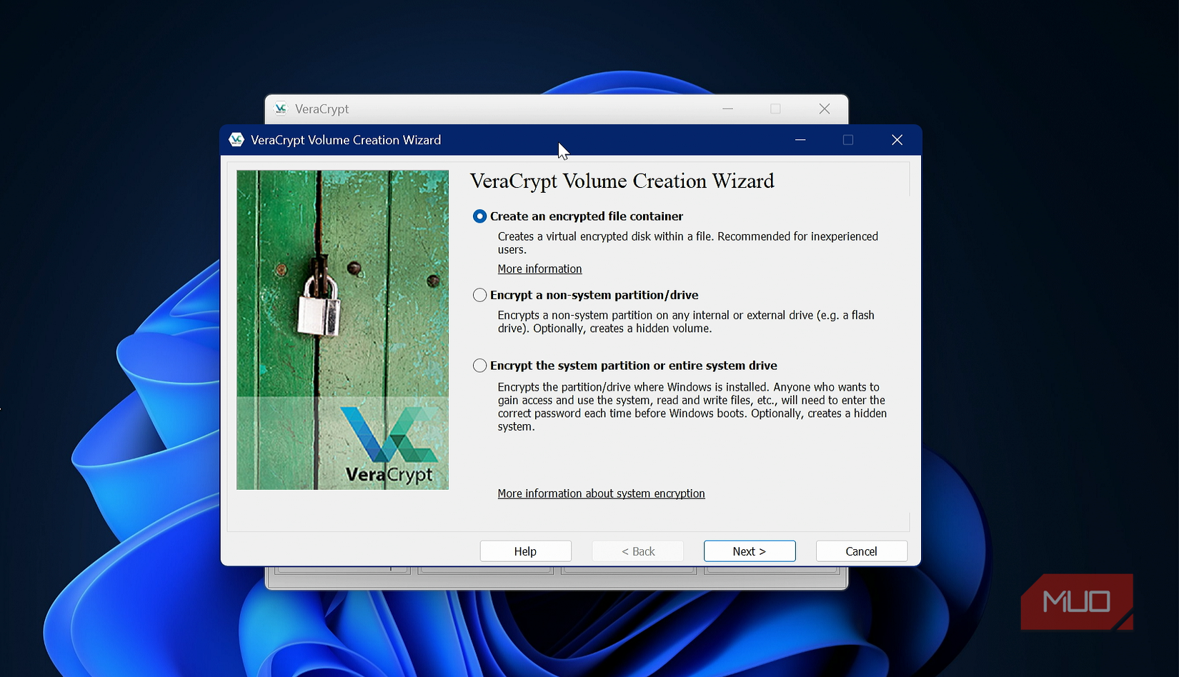 Create encrypted file container