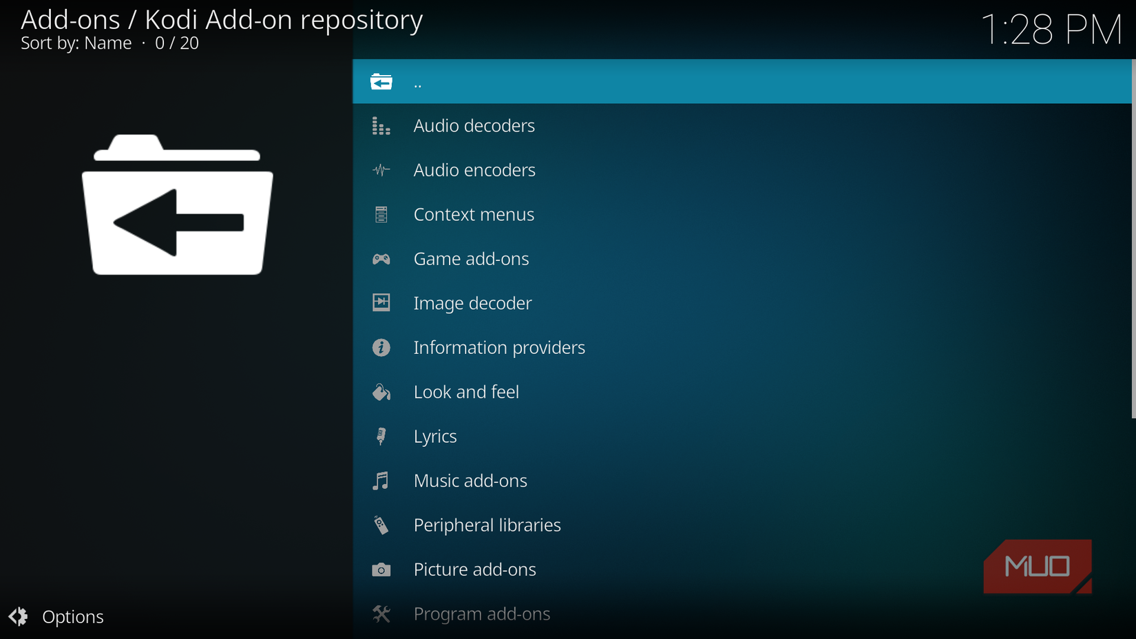 The native Depository on the Kodi app.