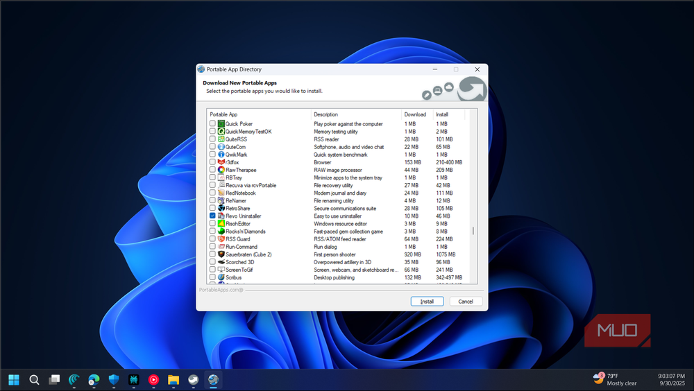 PortableApps download dialog on Windows 11
