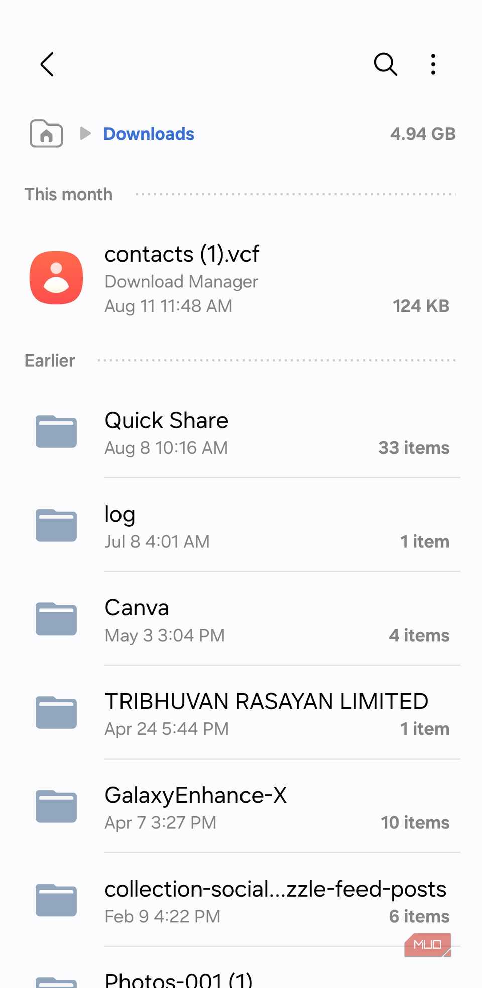 Downloads folder on Samsung phone