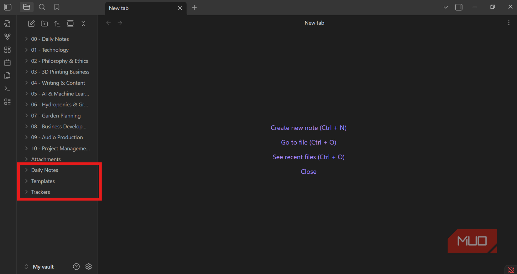 Essential folders for tracking dashboard