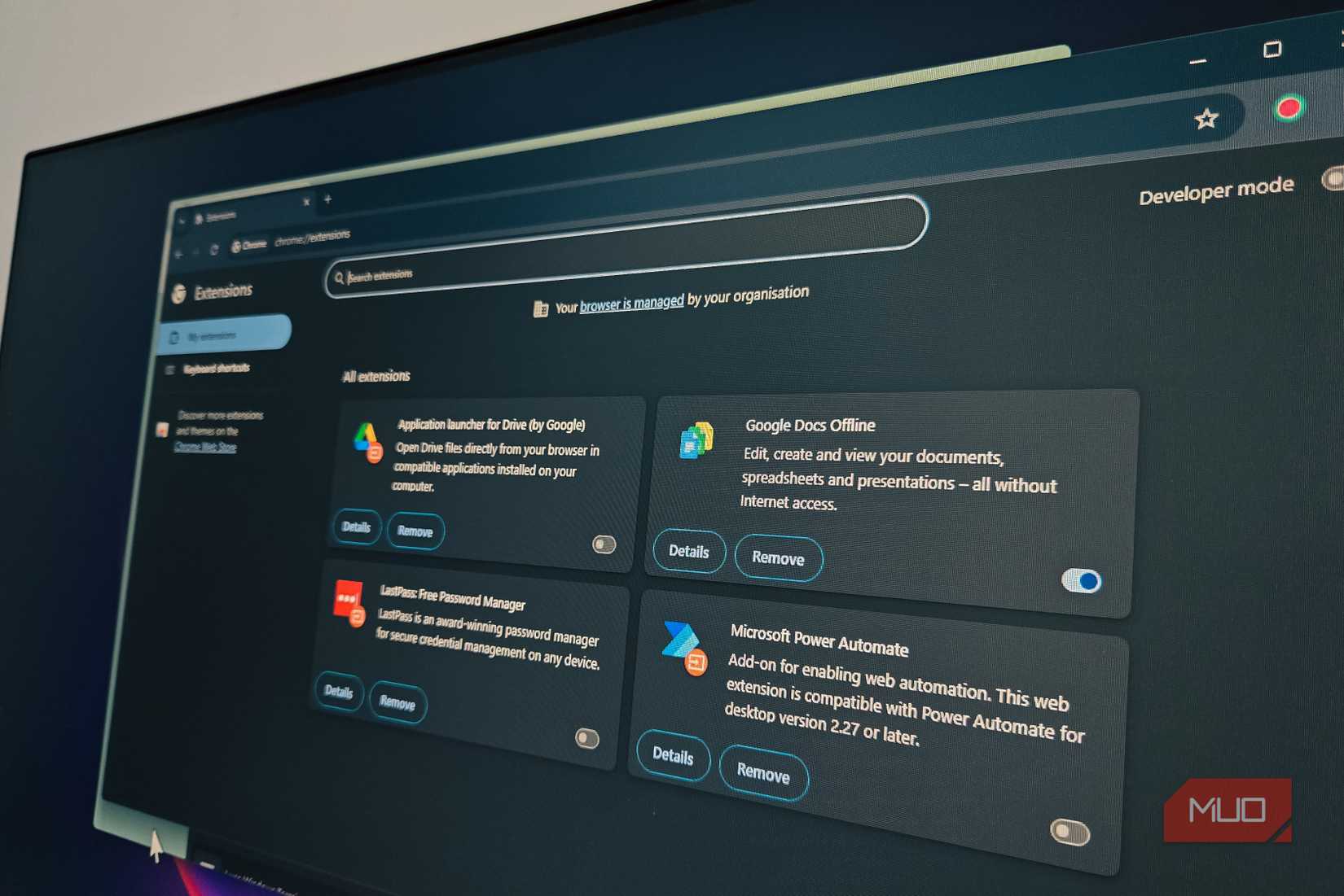 Extensions tab open in Google Chrome on Windows 11