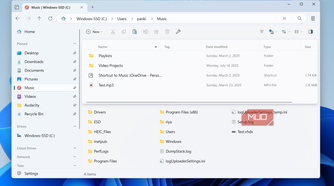 Files app on Windows with horizontal panes