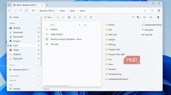 Files app on Windows with vertical panes