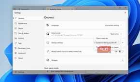 Files app settings menu on Windows