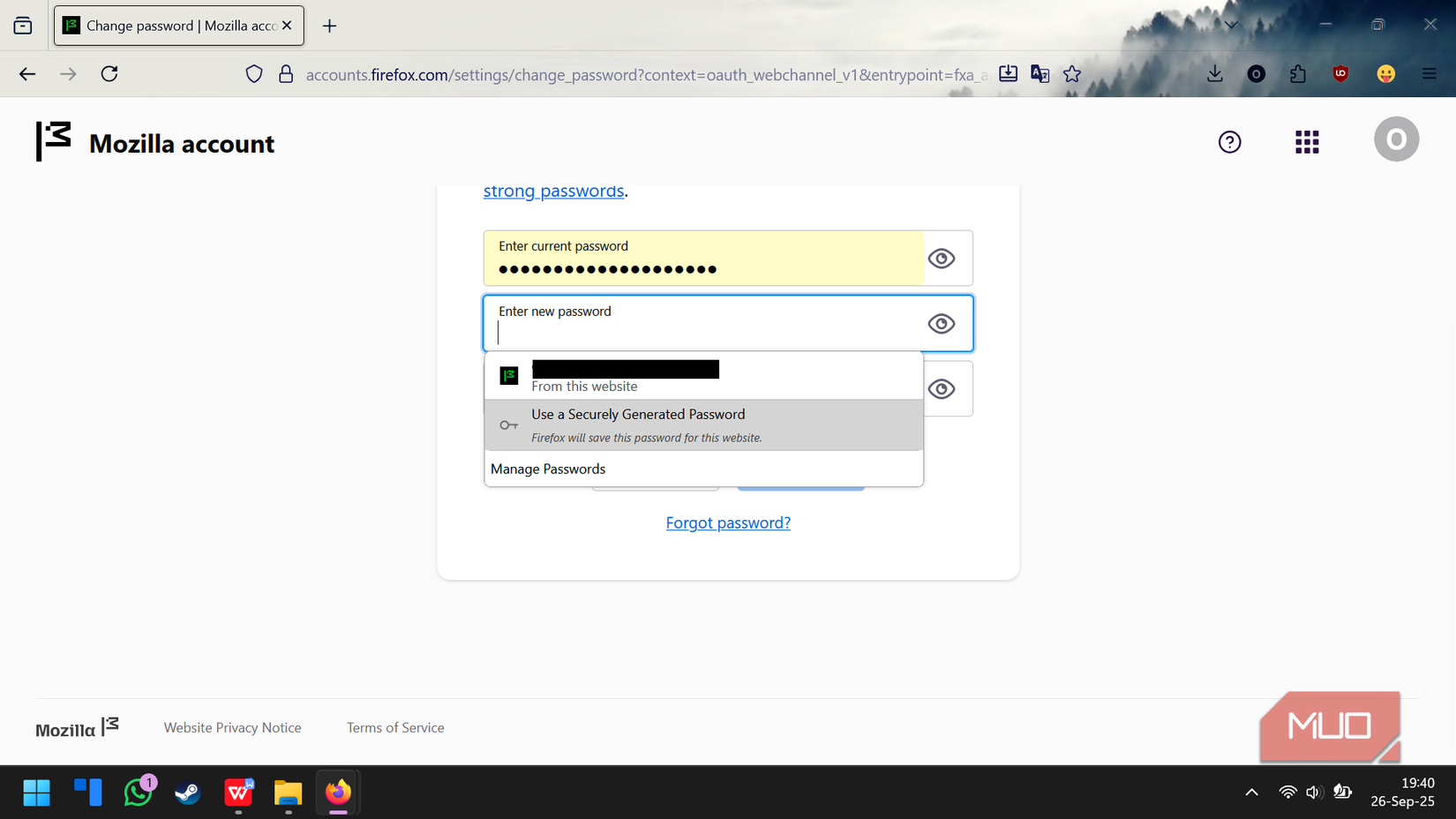 Firefox random password generator.