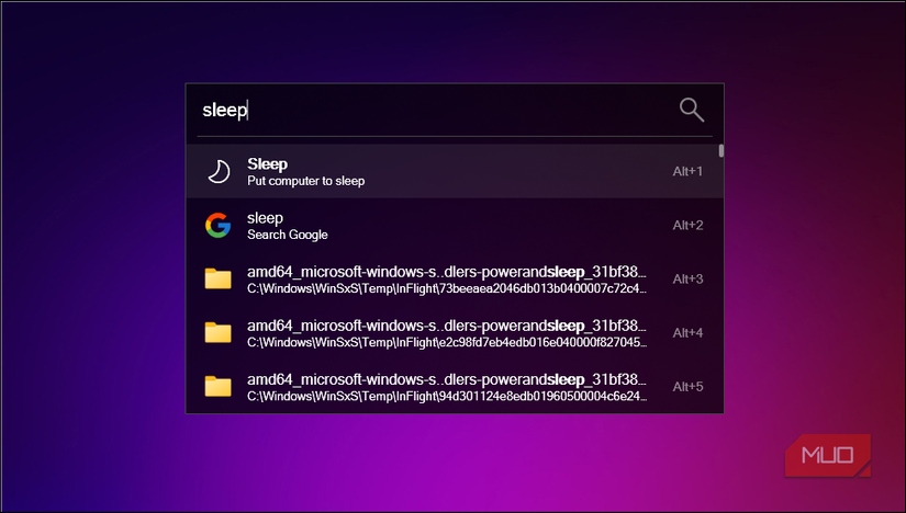 Flow Launcher YouTube plugin search results for sleep