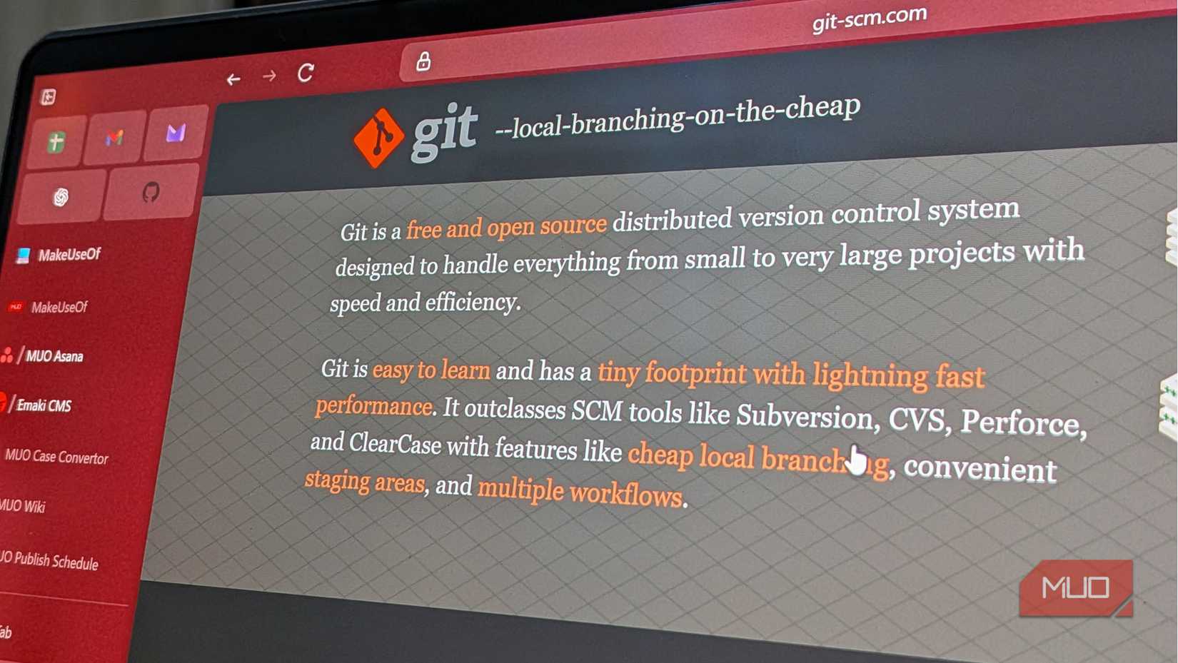 Offical Git website open on Windows 11.