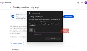 Google account passkey creation process
