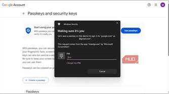 Google account passkey creation process