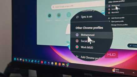 Google chrome profile option open on a Windows 11 running computer