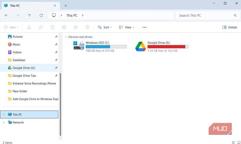 Google Drive in Windows 11 File Explorer