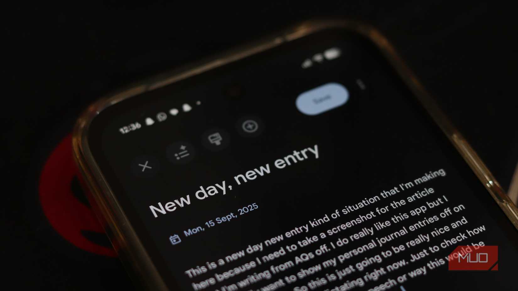 Journal entry in Google Journal app. 