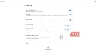Google online password manager settings