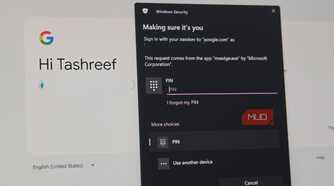 Google passkey sign showing Windows hello dialog