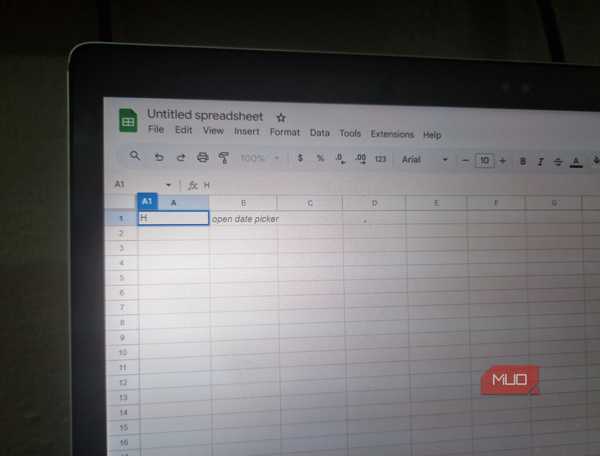Google Sheets open on a laptop
