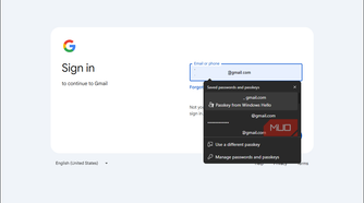 Google sign in with passkey from Windows hellow option