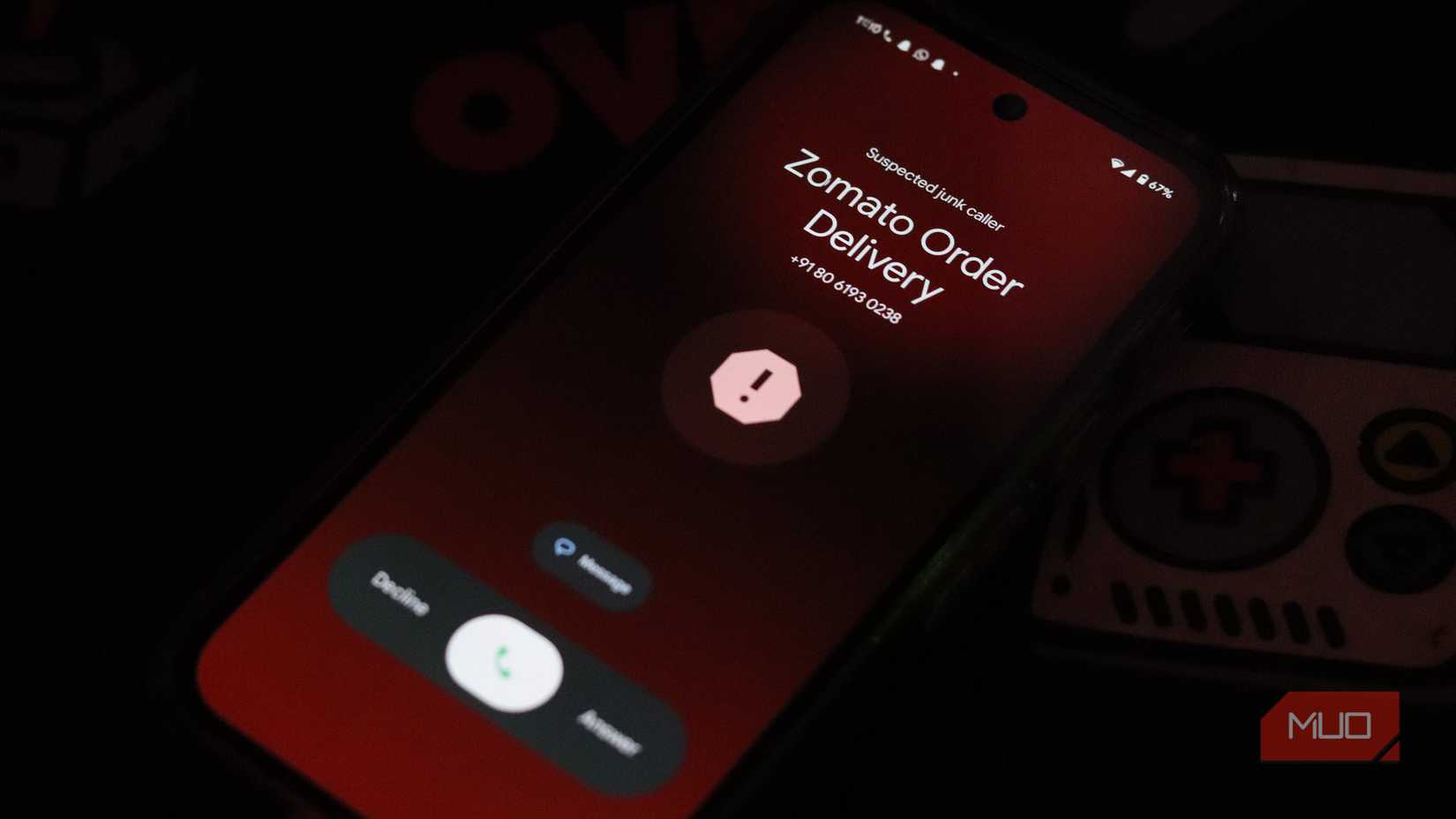 Spam call on a Pixel 9a.
