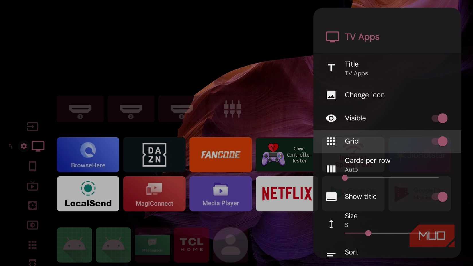 Grid layout option in Projectivy launcher