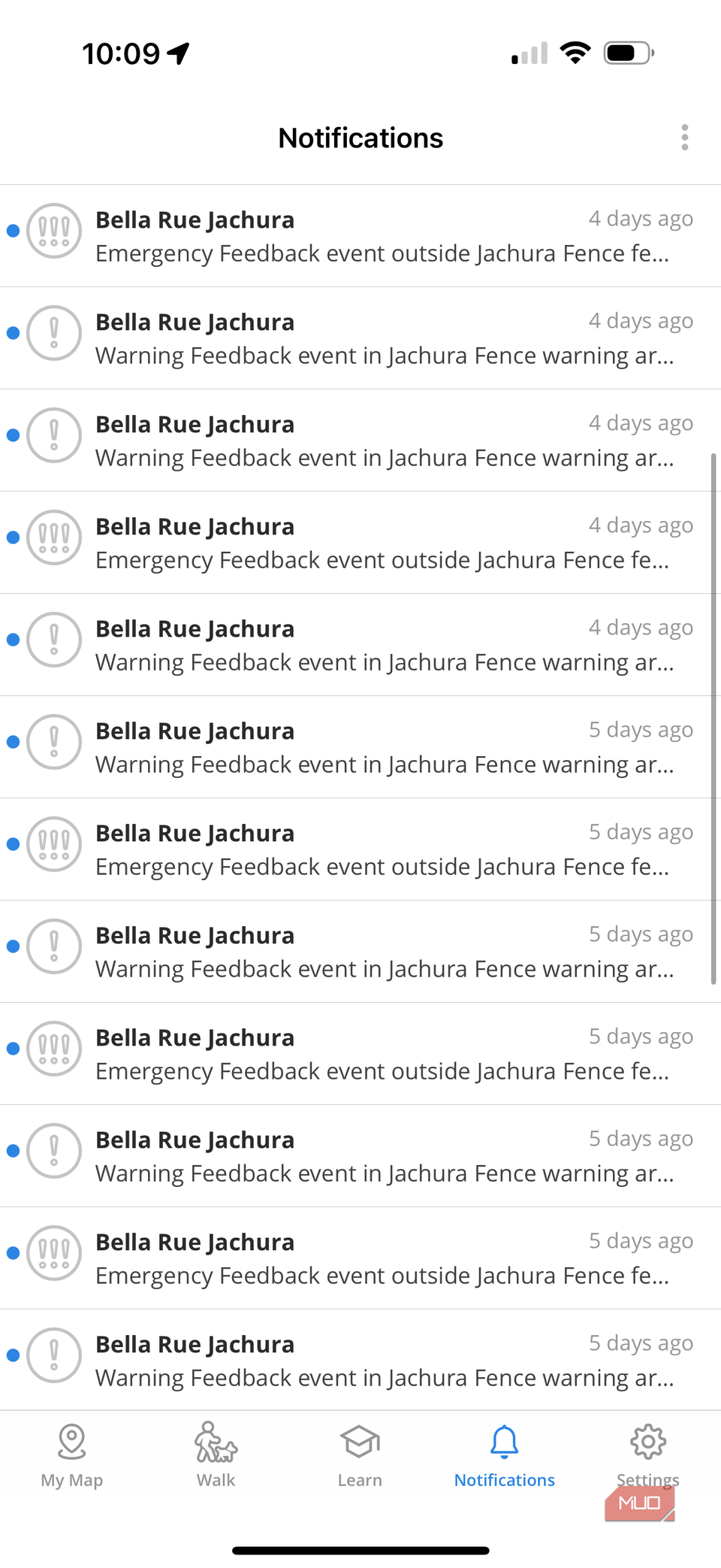 Halo app notifications for Bella