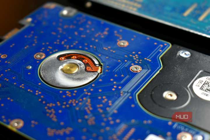 hard drive underside showing circuit board details.