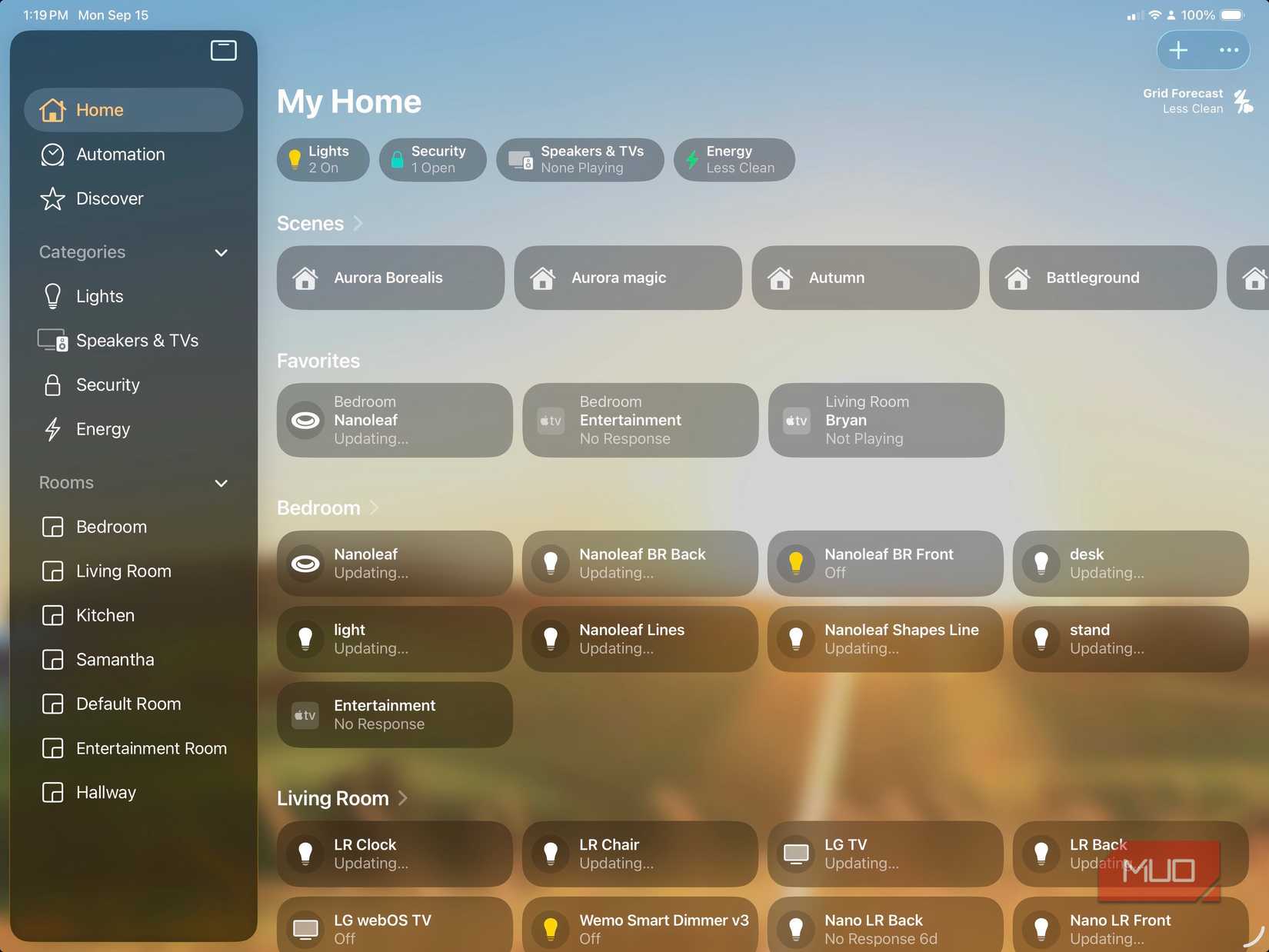 A screenshot showing the Home app on an iPad.