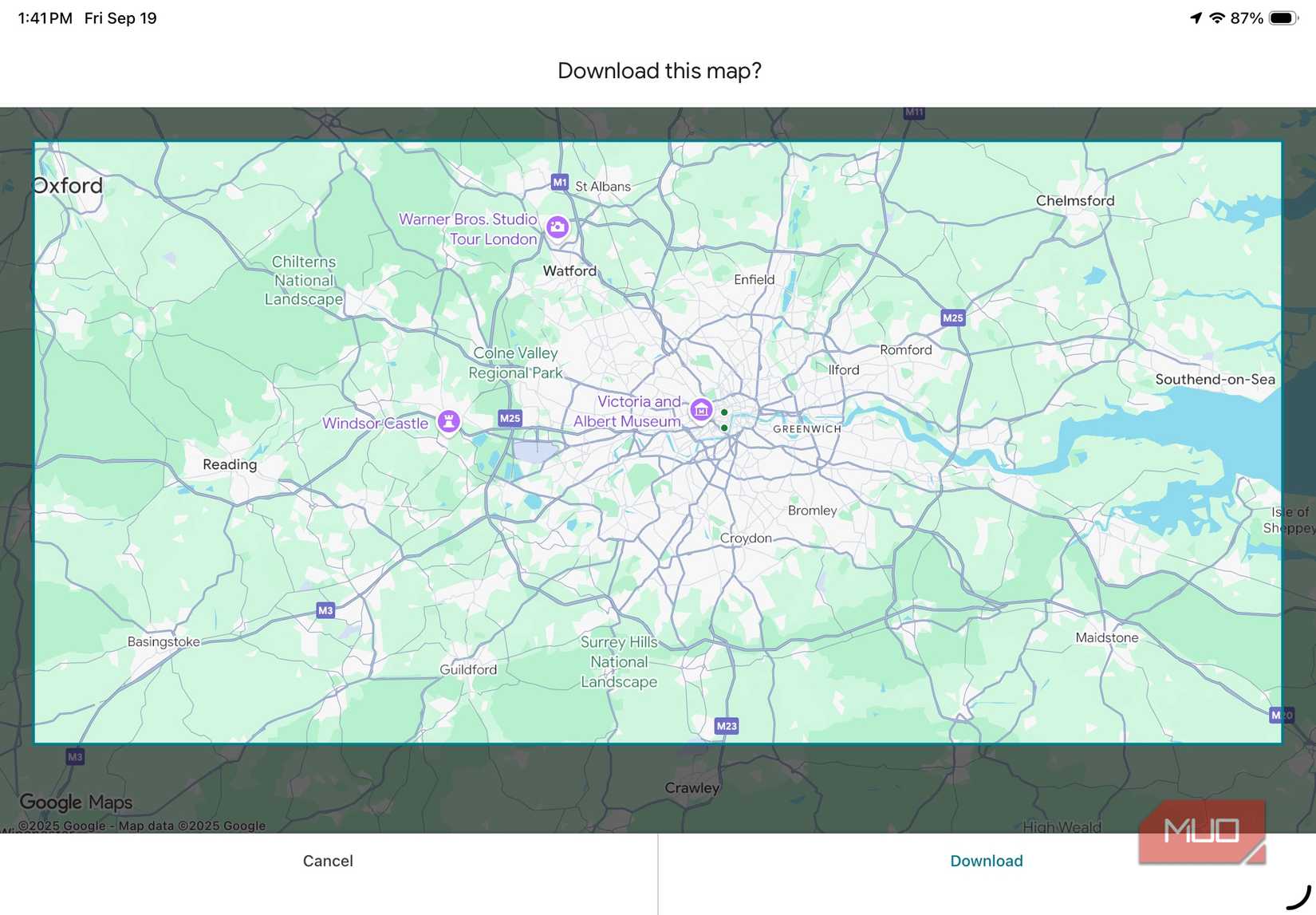 Downloading offline maps with Google Maps.