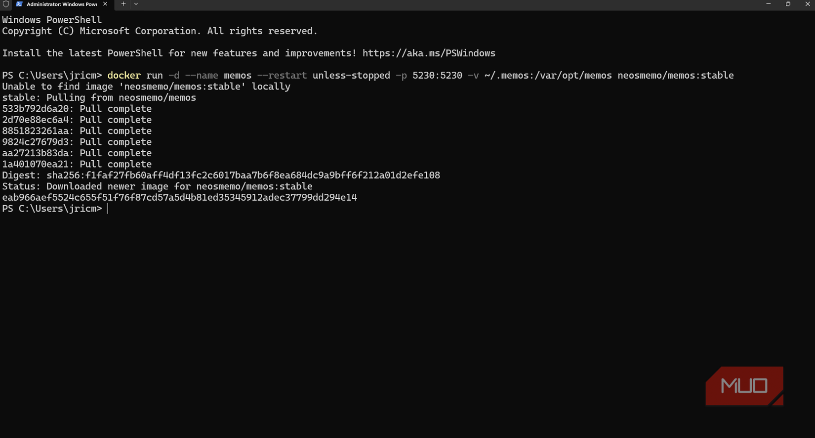 Install Memos using a single command