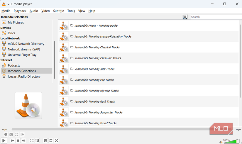 Internet radio streaming in VLC