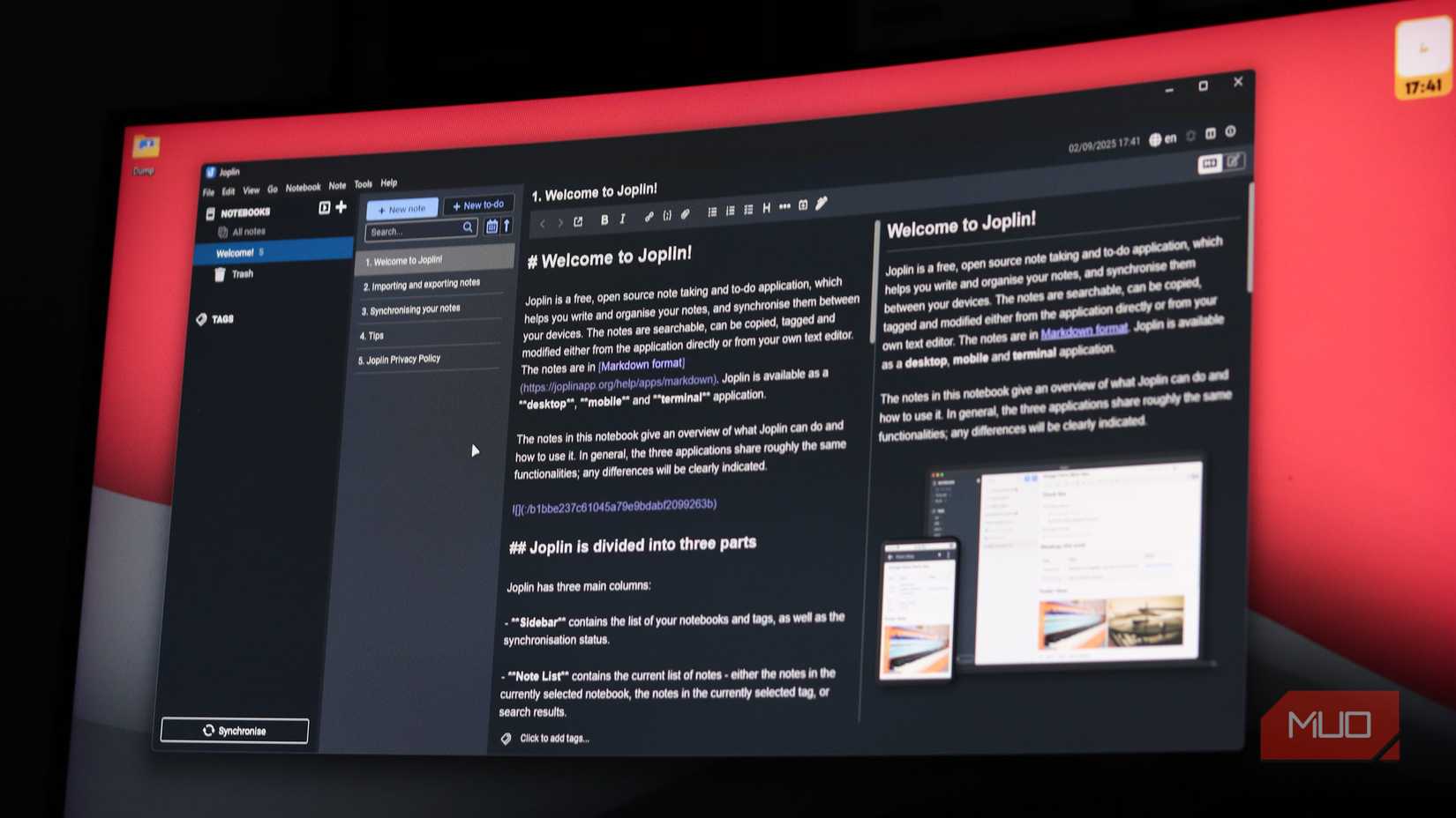Joplin running on Windows 11.