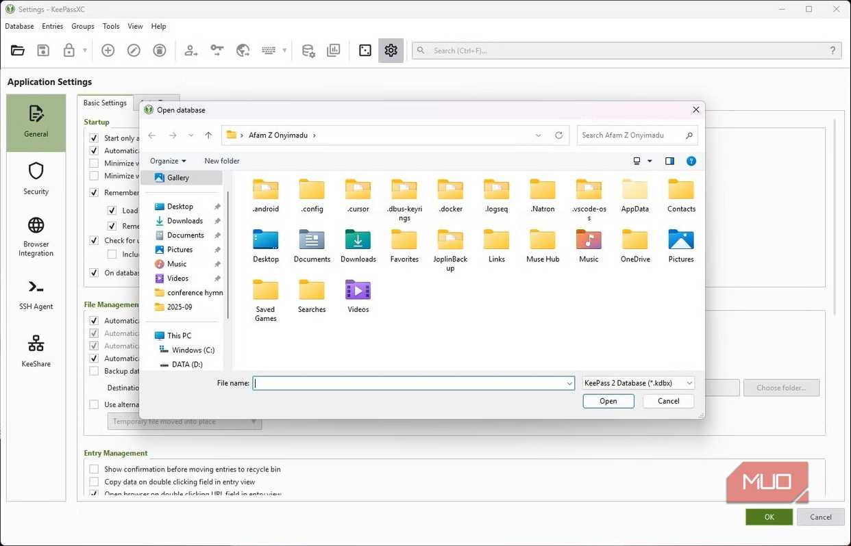 keepassxc local database search